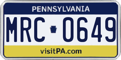 PA license plate MRC0649