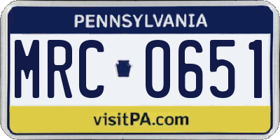 PA license plate MRC0651
