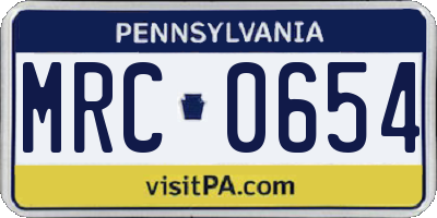 PA license plate MRC0654