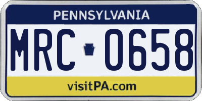 PA license plate MRC0658