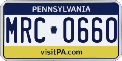 PA license plate MRC0660