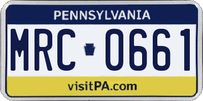 PA license plate MRC0661