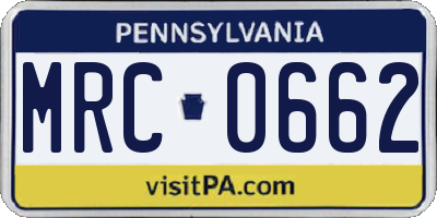 PA license plate MRC0662