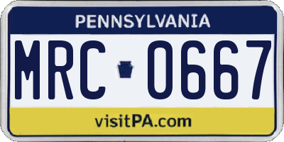 PA license plate MRC0667
