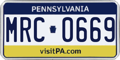 PA license plate MRC0669