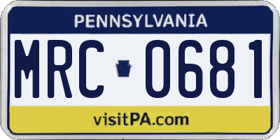 PA license plate MRC0681