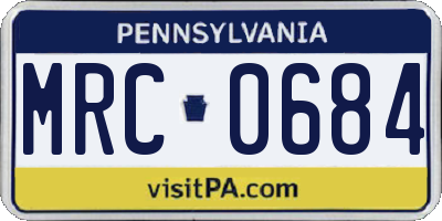 PA license plate MRC0684
