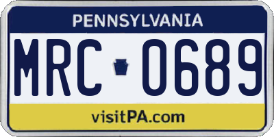 PA license plate MRC0689
