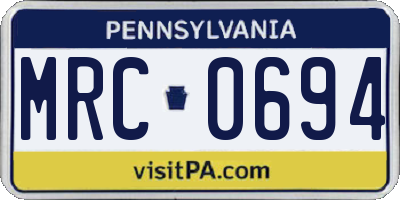 PA license plate MRC0694