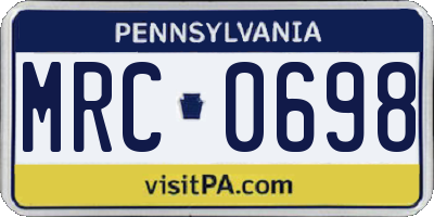 PA license plate MRC0698