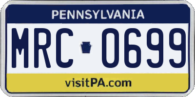 PA license plate MRC0699
