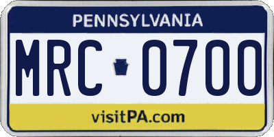 PA license plate MRC0700