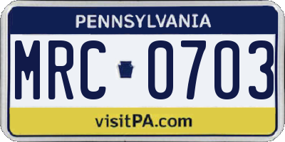 PA license plate MRC0703