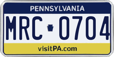PA license plate MRC0704