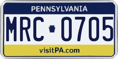 PA license plate MRC0705