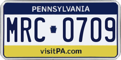 PA license plate MRC0709