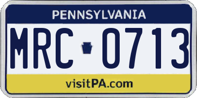 PA license plate MRC0713
