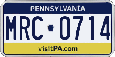 PA license plate MRC0714