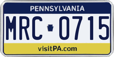 PA license plate MRC0715