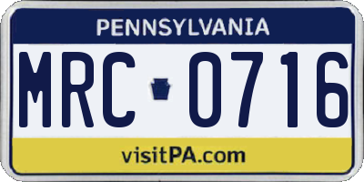 PA license plate MRC0716