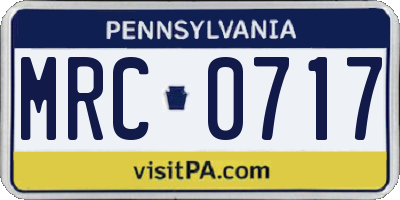 PA license plate MRC0717