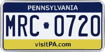 PA license plate MRC0720