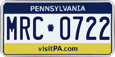 PA license plate MRC0722