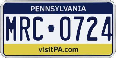 PA license plate MRC0724