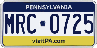 PA license plate MRC0725