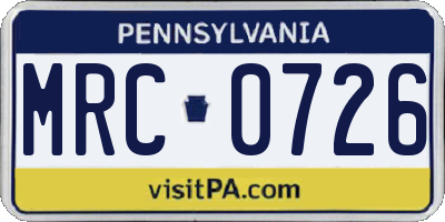 PA license plate MRC0726
