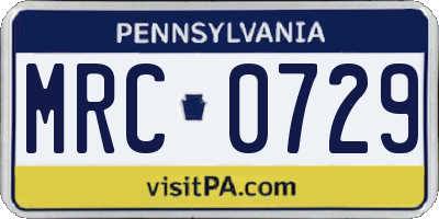 PA license plate MRC0729