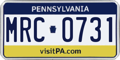 PA license plate MRC0731