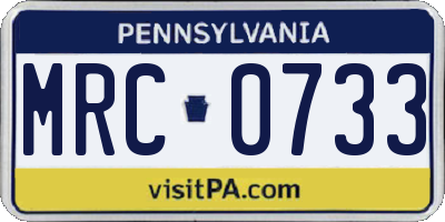 PA license plate MRC0733
