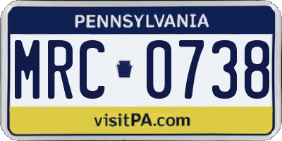 PA license plate MRC0738
