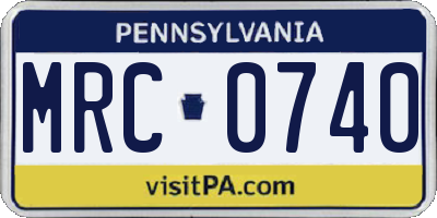 PA license plate MRC0740