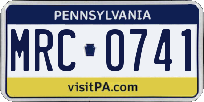 PA license plate MRC0741