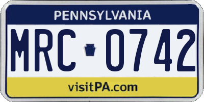 PA license plate MRC0742