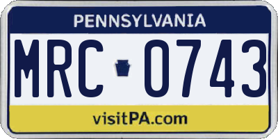 PA license plate MRC0743