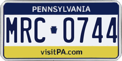 PA license plate MRC0744