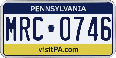 PA license plate MRC0746