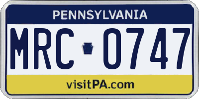 PA license plate MRC0747