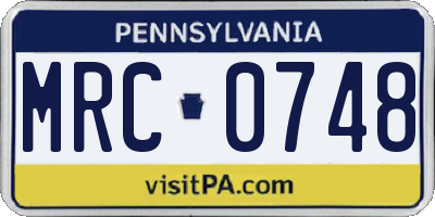 PA license plate MRC0748