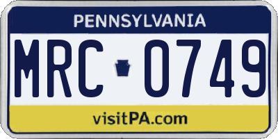 PA license plate MRC0749