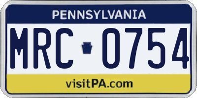 PA license plate MRC0754