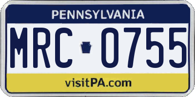 PA license plate MRC0755