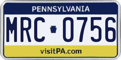 PA license plate MRC0756