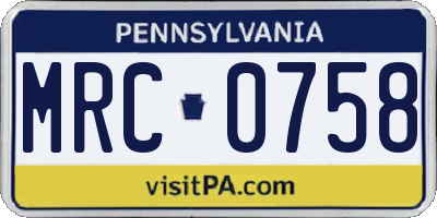 PA license plate MRC0758