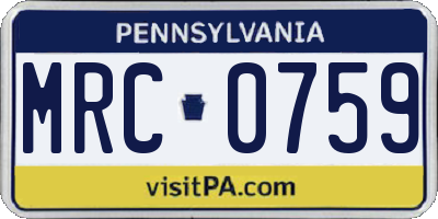 PA license plate MRC0759