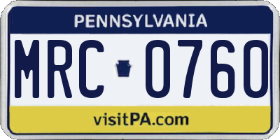 PA license plate MRC0760