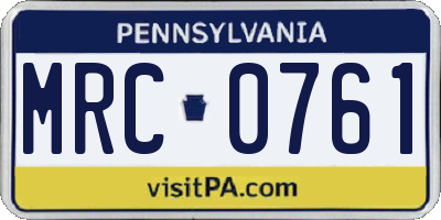 PA license plate MRC0761